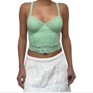 Mint Green Lace open back tank top